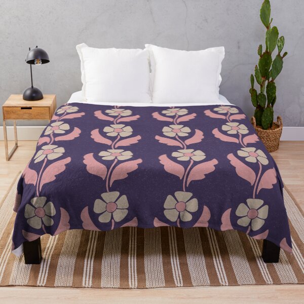 Item preview, Large Retro Scandinavian Folk Floral Deep Plum Botanical Pattern designed and sold by DColourMuse.