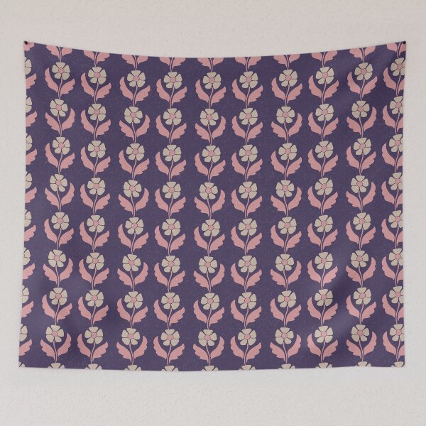 Item preview, Medium Retro Scandinavian Folk Floral Deep Plum Botanical Pattern designed and sold by DColourMuse.