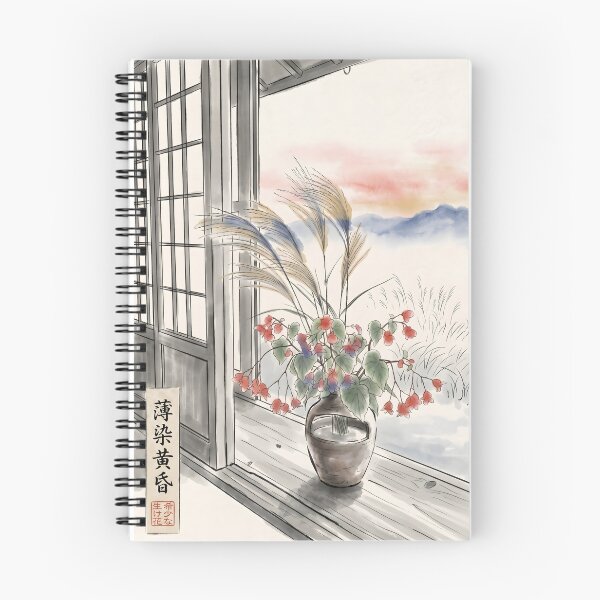 Item preview, Zen Ink Wash Autumn Pampas Grass and Begonia designed and sold by conohitoAI-ArtGallery.
