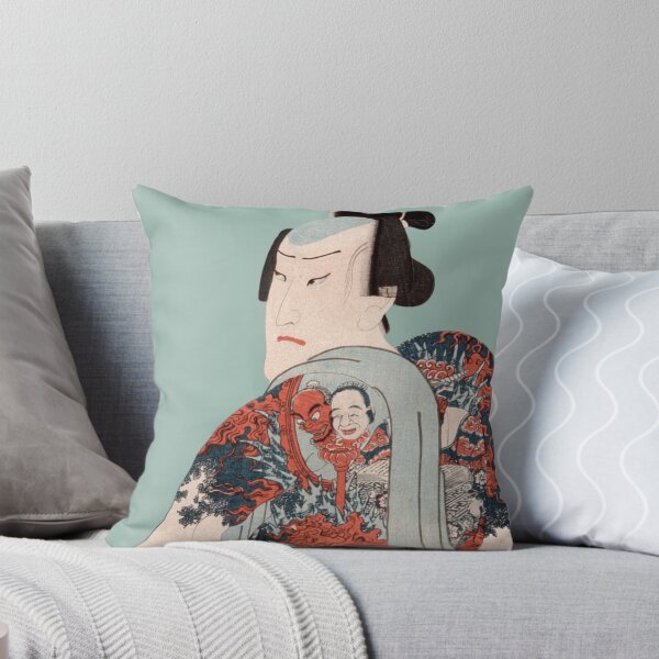 Item preview, Japanese Tattoo Art - Warrior Portrait - Modern Ukiyo-e - Japandi, Mint Green  designed and sold by Black Swallow.