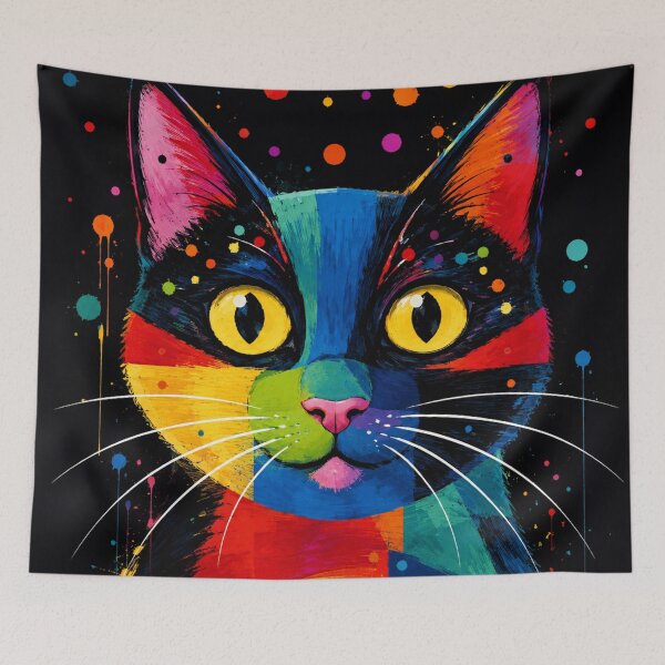 Item preview, Colorful Pop Art Cat Wall Art | Modern Abstract Cat Print | Vibrant Cat Lover Gift designed and sold by AbstractAuraArt.