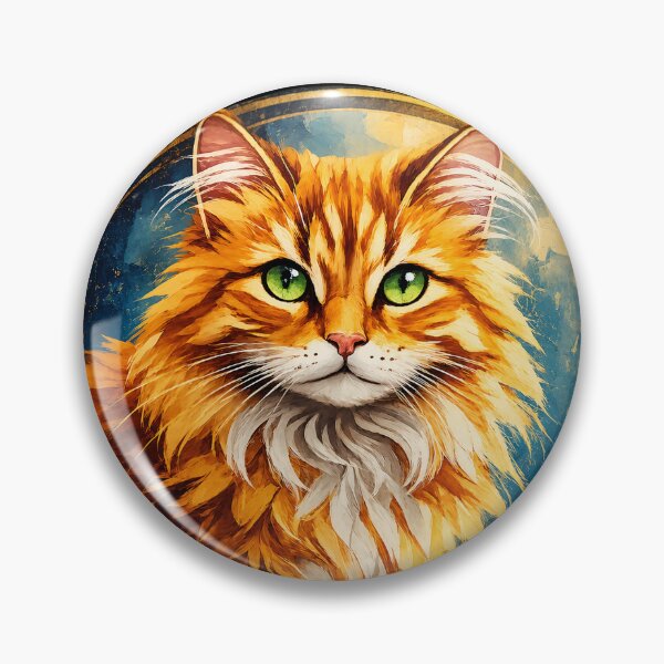 Item preview, Fluffy Orange Cat Watercolor Round Art designed and sold by Fashiion Hub.