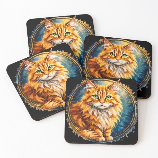 Item preview, Fluffy Orange Cat Watercolor Round Art designed and sold by Fashiion Hub.