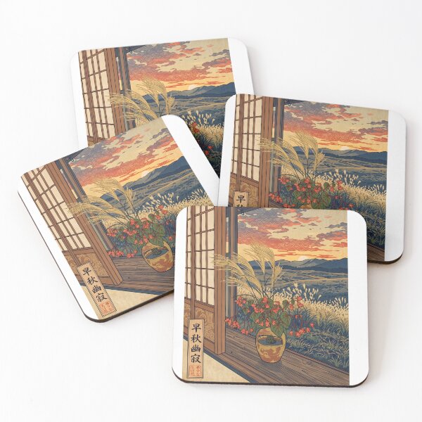 Item preview, Ukiyo-e Autumn Pampas Grass and Begonia View designed and sold by conohitoAI-ArtGallery.