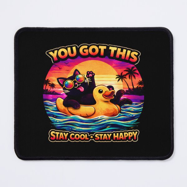 Item preview, Stay Cool Stay Happy – Funny and Cute Retro Cat Summer Vacation Design designed and sold by BlumeArt.