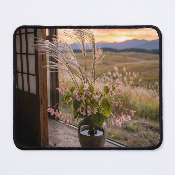 Item preview, Serene Japanese Autumn Ikebana at Sunset designed and sold by conohitoAI-ArtGallery.