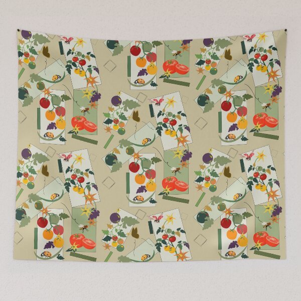 Item preview, Tomato Kitchen Garden Summer Harvest Botanical Rectangle Pattern designed and sold by Vibria Pattern Studio.