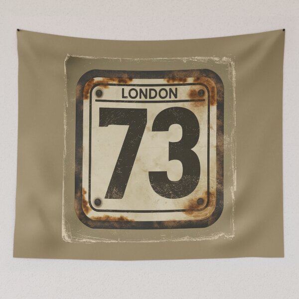 Item preview, Vintage London Route 73 Sign | Distressed Retro UK Street Number Design designed and sold by Globalcitytees.