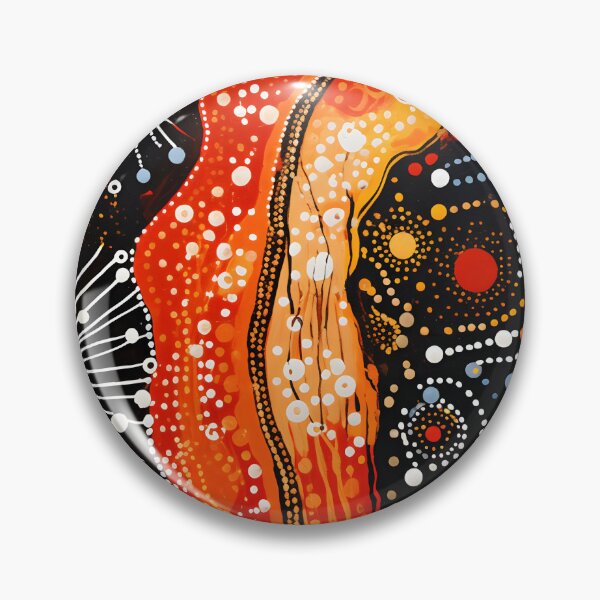 Item preview, Abstract Fiery Dreamtime River Dot Painting Contemporary Wall Art designed and sold by GrinGalore.