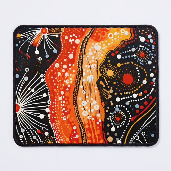 Item preview, Abstract Fiery Dreamtime River Dot Painting Contemporary Wall Art designed and sold by GrinGalore.
