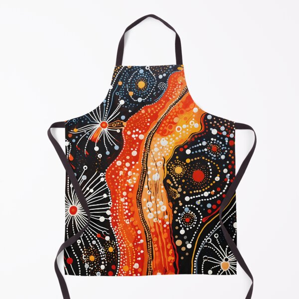 Item preview, Abstract Fiery Dreamtime River Dot Painting Contemporary Wall Art designed and sold by GrinGalore.