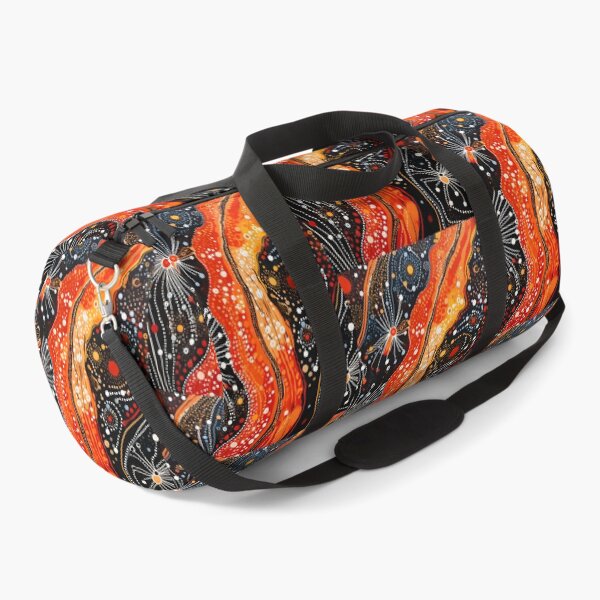 Item preview, Abstract Fiery Dreamtime River Dot Painting Contemporary Wall Art designed and sold by GrinGalore.