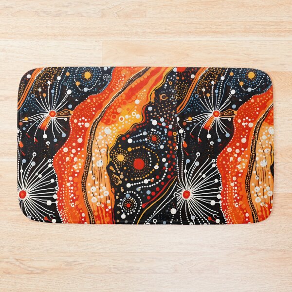 Item preview, Abstract Fiery Dreamtime River Dot Painting Contemporary Wall Art designed and sold by GrinGalore.