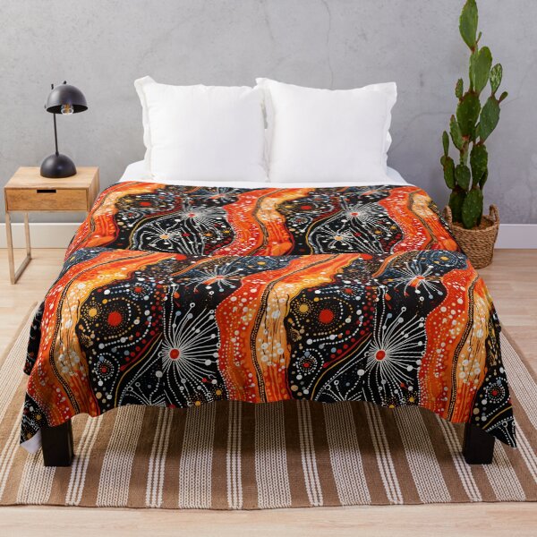 Item preview, Abstract Fiery Dreamtime River Dot Painting Contemporary Wall Art designed and sold by GrinGalore.