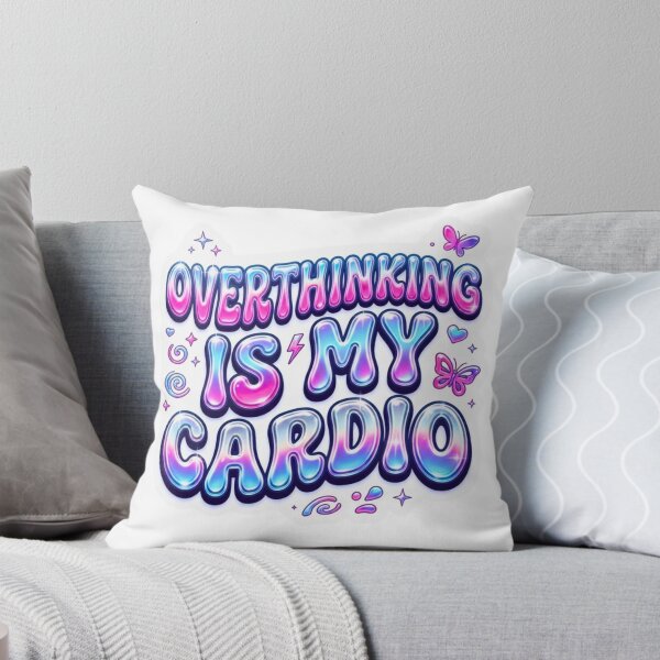 Item preview, Overthinking Is My Cardio Y2K Neon Sticker designed and sold by HAPPY HARBOR DESIGN .