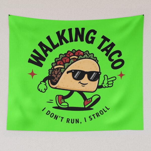 Item preview, Walking Taco – Funny Taco Lover Cartoon | "I Don't Run, I Stroll" Cute Food Design designed and sold by IMuDesigner.