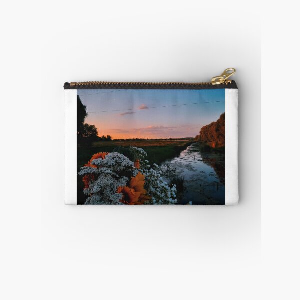 Item preview, Beautiful Sunset River Landscape with Wildflowers designed and sold by Madmazell-007.