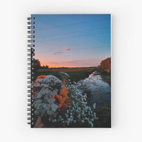 Item preview, Beautiful Sunset River Landscape with Wildflowers designed and sold by Madmazell-007.
