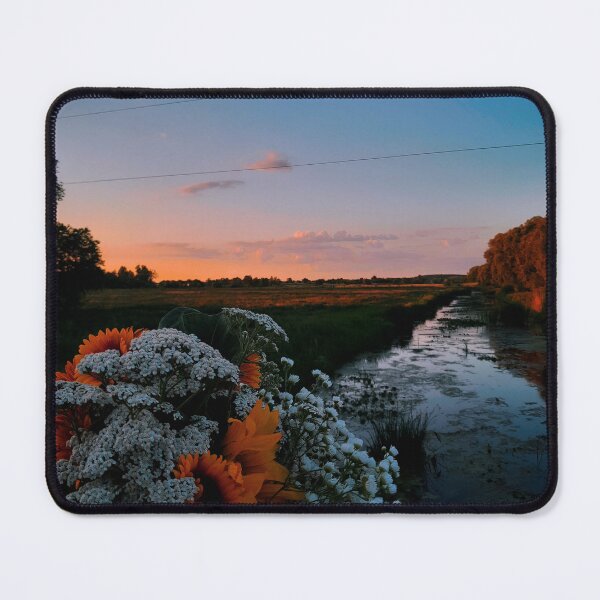 Item preview, Beautiful Sunset River Landscape with Wildflowers designed and sold by Madmazell-007.
