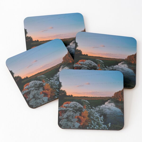 Item preview, Beautiful Sunset River Landscape with Wildflowers designed and sold by Madmazell-007.