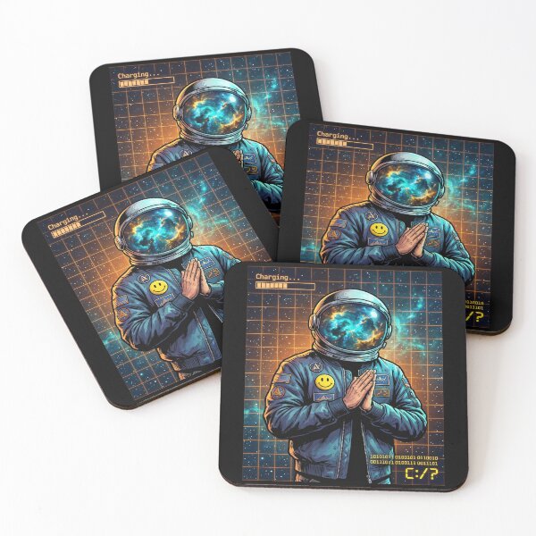 Artikelvorschau, Astronaut mit Galaxienhelm und Binärcode entworfen und verkauft von A-M-G-Shop.