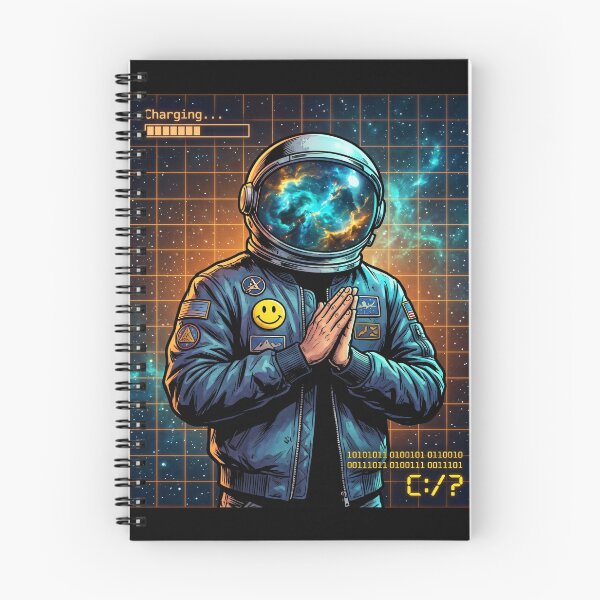 Item preview, Astronaut with Galaxy Helmet and Binary Code designed and sold by A-M-G-Shop.