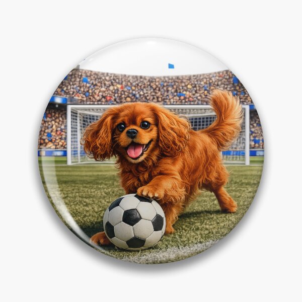 Item preview, Ruby Cavalier Playing Football/Soccer designed and sold by SpottyRainbow.
