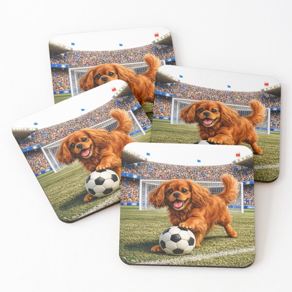 Item preview, Ruby Cavalier Playing Football/Soccer designed and sold by SpottyRainbow.