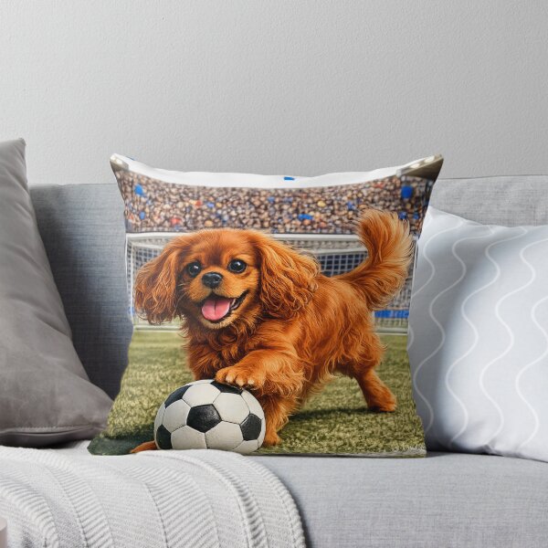 Item preview, Ruby Cavalier Playing Football/Soccer designed and sold by SpottyRainbow.