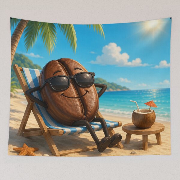 Item preview, Relaxing on the beach always with coffee designed and sold by Elektra9.