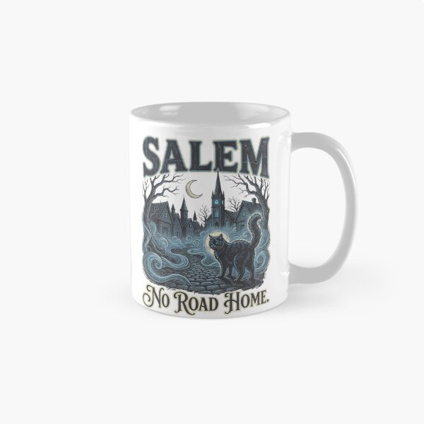 Item preview, Salem Haunted Black Cat | No Road Home | Witchy Gothic Halloween Tee designed and sold by Anastasiia Yurevych.