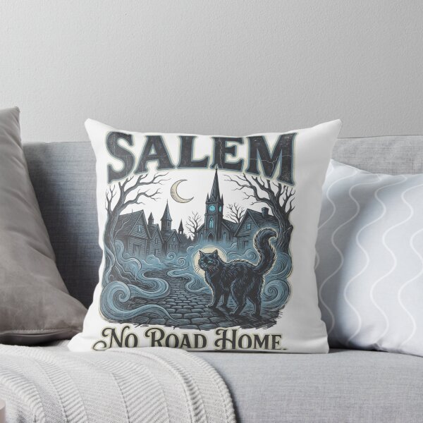 Item preview, Salem Haunted Black Cat | No Road Home | Witchy Gothic Halloween Tee designed and sold by Anastasiia Yurevych.