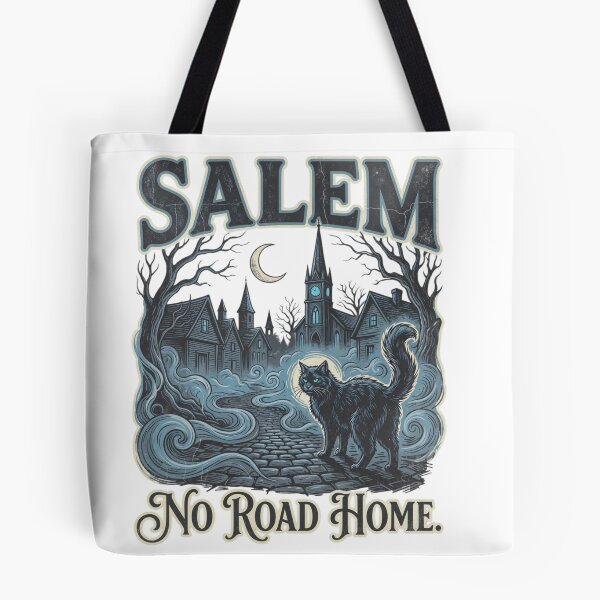 Item preview, Salem Haunted Black Cat | No Road Home | Witchy Gothic Halloween Tee designed and sold by Anastasiia Yurevych.