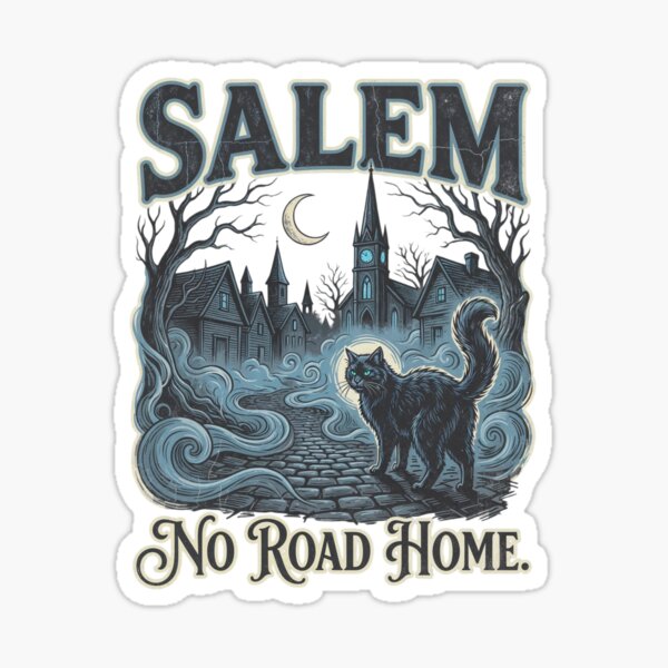 Item preview, Salem Haunted Black Cat | No Road Home | Witchy Gothic Halloween Tee designed and sold by Anastasiia Yurevych.