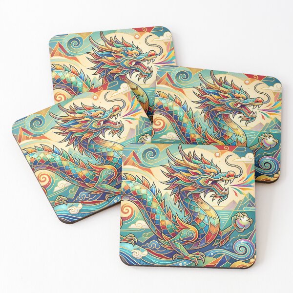Item preview, Feng Shui Lucky Dragon - Colorful Geometric Abstract Art designed and sold by NaphiArtPrints.