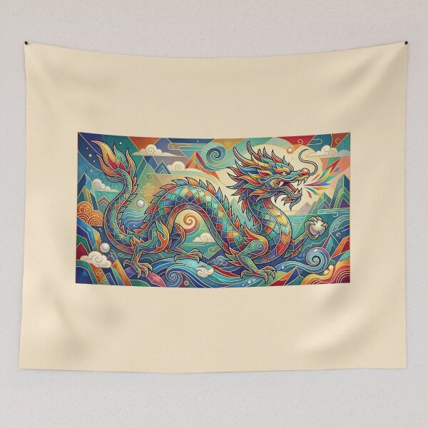 Item preview, Feng Shui Lucky Dragon - Colorful Geometric Abstract Art designed and sold by NaphiArtPrints.