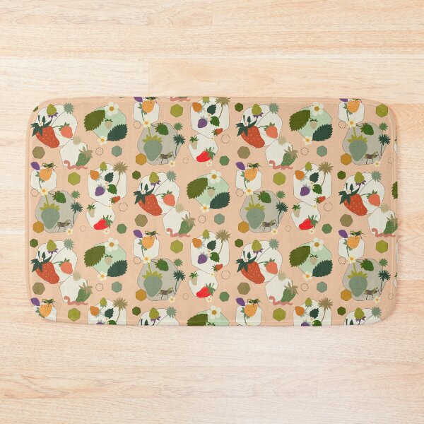 Item preview, Strawberry Kitchen Garden Life Cycle Geometric Hexagon Pattern designed and sold by Vibria Pattern Studio.