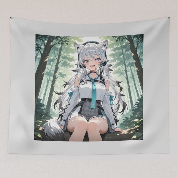 Item preview, Linda chica lobo anime VTuber en el bosque designed and sold by Myanimegirlshop.