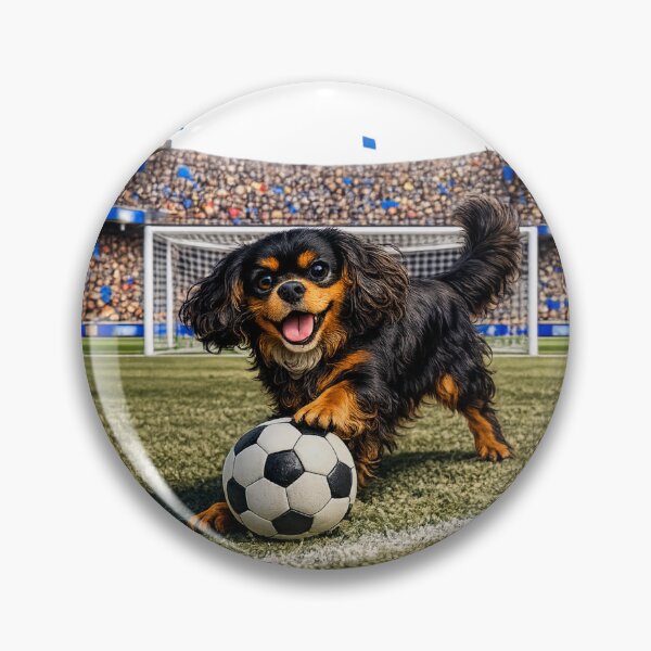 Item preview, Black and Tan Cavalier Playing Football/Soccer designed and sold by SpottyRainbow.