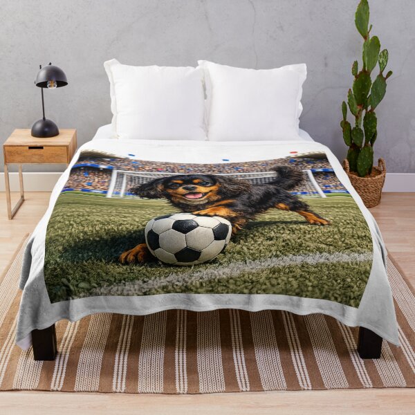 Item preview, Black and Tan Cavalier Playing Football/Soccer designed and sold by SpottyRainbow.