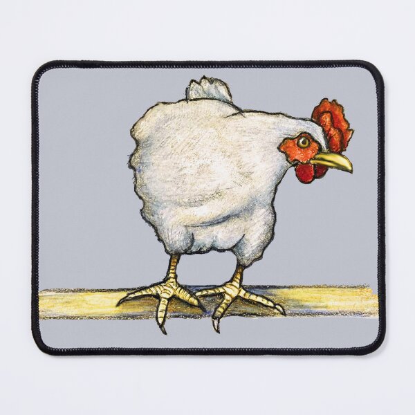 Item preview, Chicken on Perch, Angry Hen, Farm Animal Illustration designed and sold by JoyfulWhimsy.