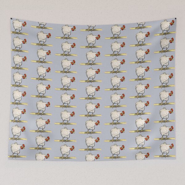 Item preview, Chicken on Perch, Angry Hen, Farm Animal Illustration designed and sold by JoyfulWhimsy.