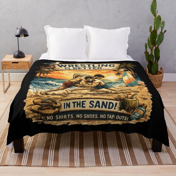 Item preview, Wrestling Is Better in the Sand - Beach Wrestling Vintage Sunset designed and sold by SidTastic .