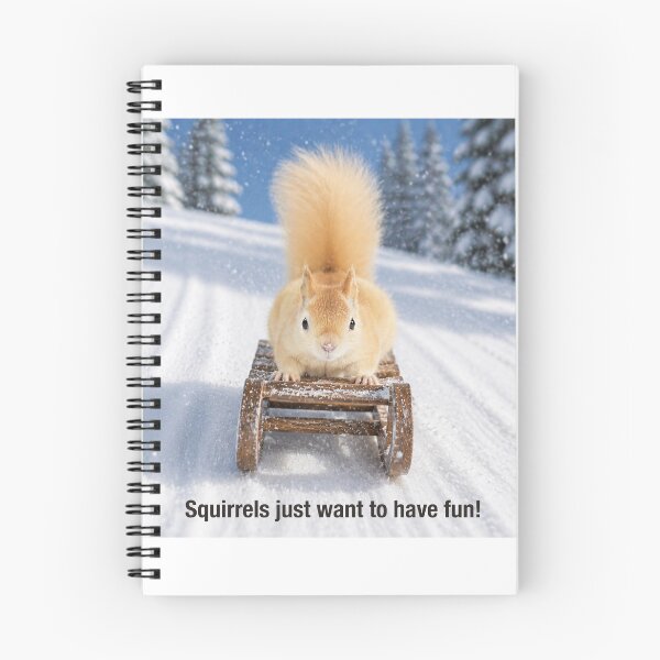 Item preview, Leucistic Red Squirrel Sledding in Winter designed and sold by James Cumming.
