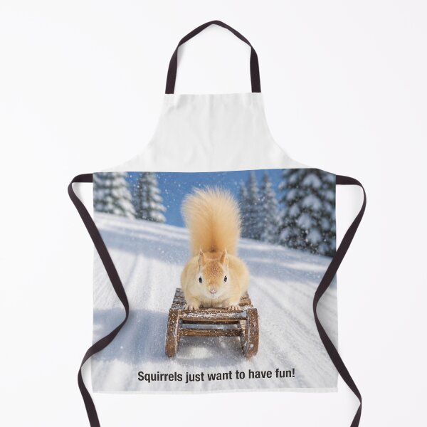 Item preview, Leucistic Red Squirrel Sledding in Winter designed and sold by James Cumming.