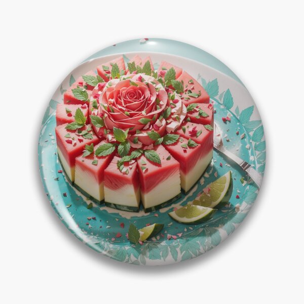 Item preview, Watermelon Rose Cake Elegant Food Art Print designed and sold by GenArtHaven.