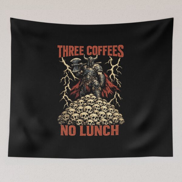 Item preview, Retro Funny Medieval Three Coffees No Lunch Sarcastic Work T-Shirt | Vintage Office Humor Graphic Gift designed and sold by Trendably.