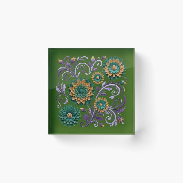 Item preview, Teal, Gold, and Purple Ornate Floral Filigree designed and sold by digitalbob60.