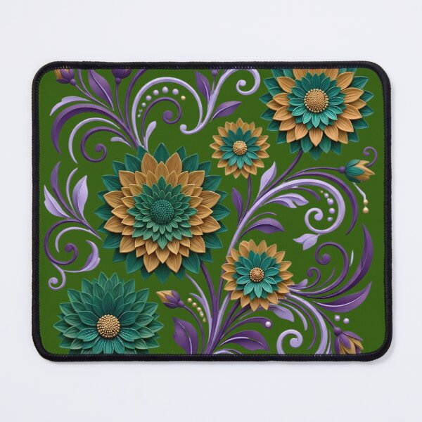Item preview, Teal, Gold, and Purple Ornate Floral Filigree designed and sold by digitalbob60.