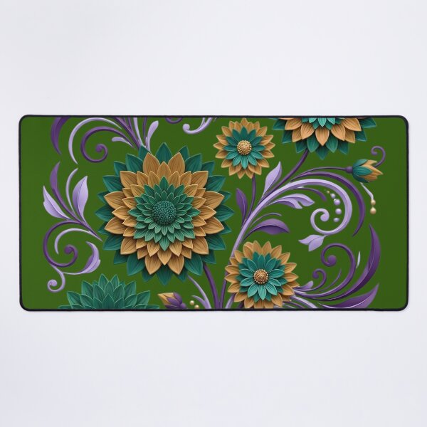 Item preview, Teal, Gold, and Purple Ornate Floral Filigree designed and sold by digitalbob60.